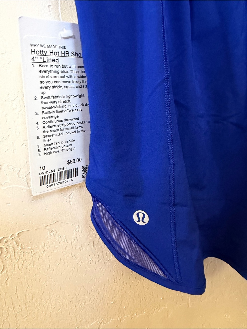 Lululemon Hotty Hot HR Short 4” Lined Blue Size 10 NWT - Picture 5 of 5